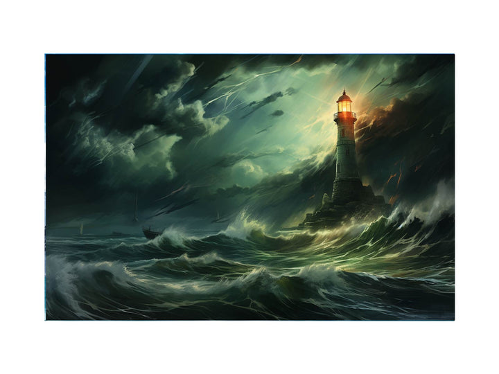Lighthouse In Storm Art Print