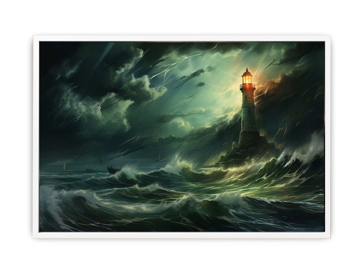 Lighthouse In Storm  Painting