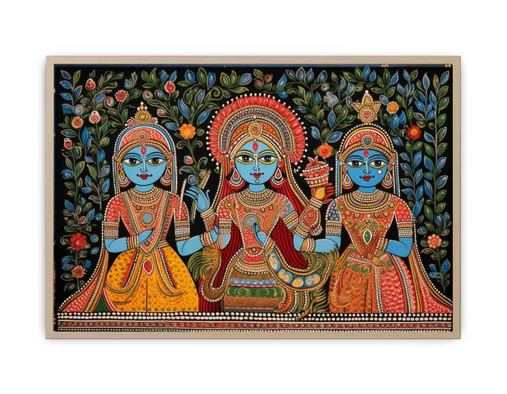 Madhubani Painting Of King And Queen framed Print