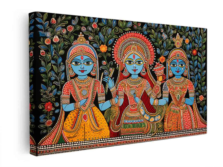 Madhubani Painting Of King And Queen  canvas Print