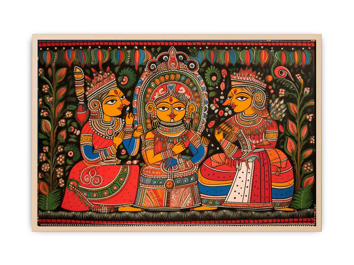 Madhubani Painting Of King framed Print
