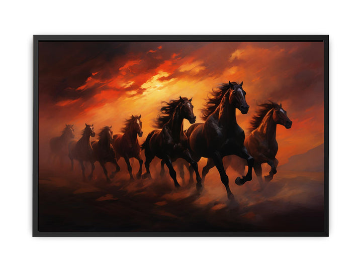 Lucky Seven Horses Painting   canvas Print