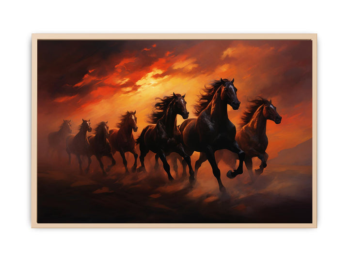 Lucky Seven Horses Painting  framed Print