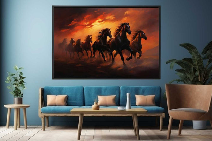 Lucky Seven Horses Painting  Art Print
