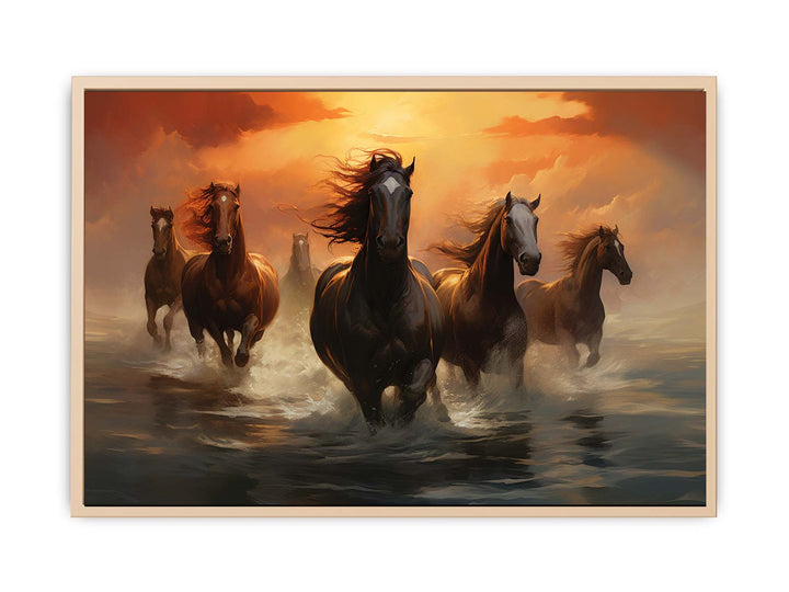 Lucky Seven Horses Painting  framed Print