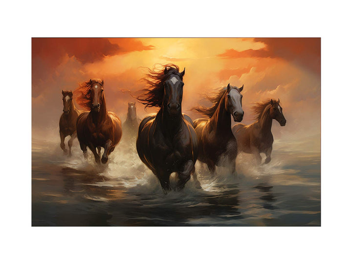 Lucky Seven Horses Painting 