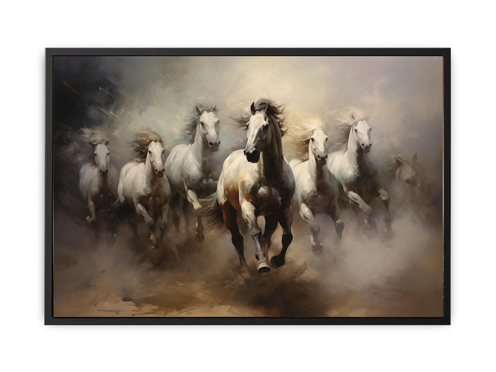 Lucky Seven Horses Painting   canvas Print
