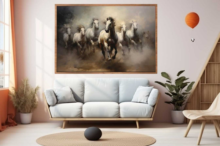 Lucky Seven Horses Painting  Art Print