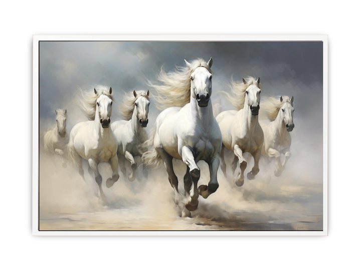 White Horses Art Print  Painting