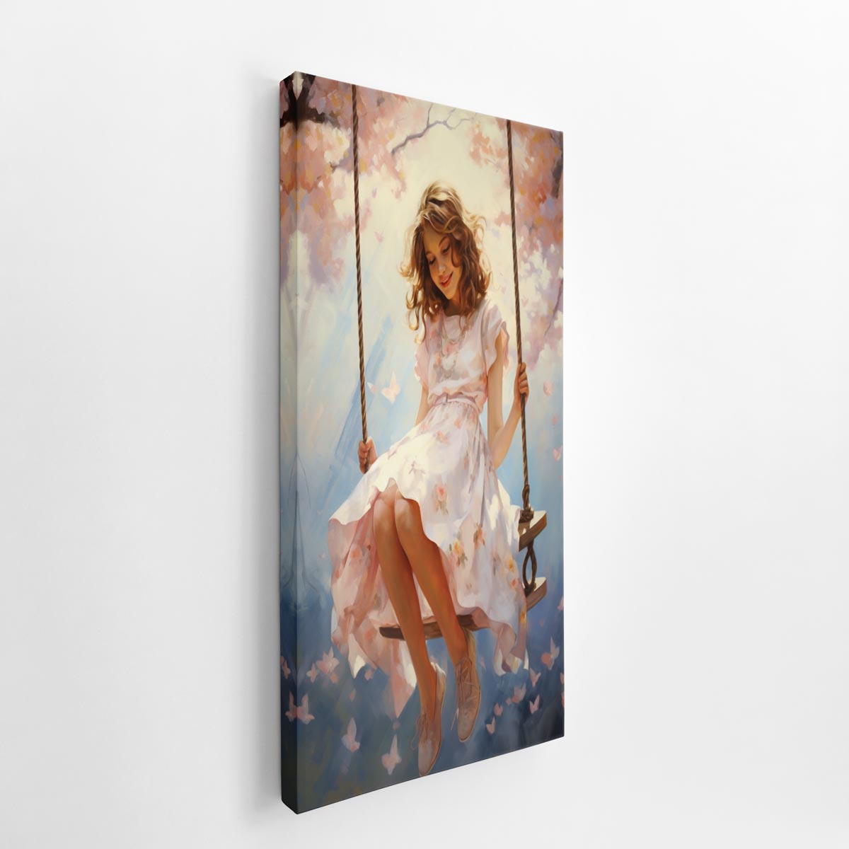 Beautiful Swinging Girl Painting  canvas Print
