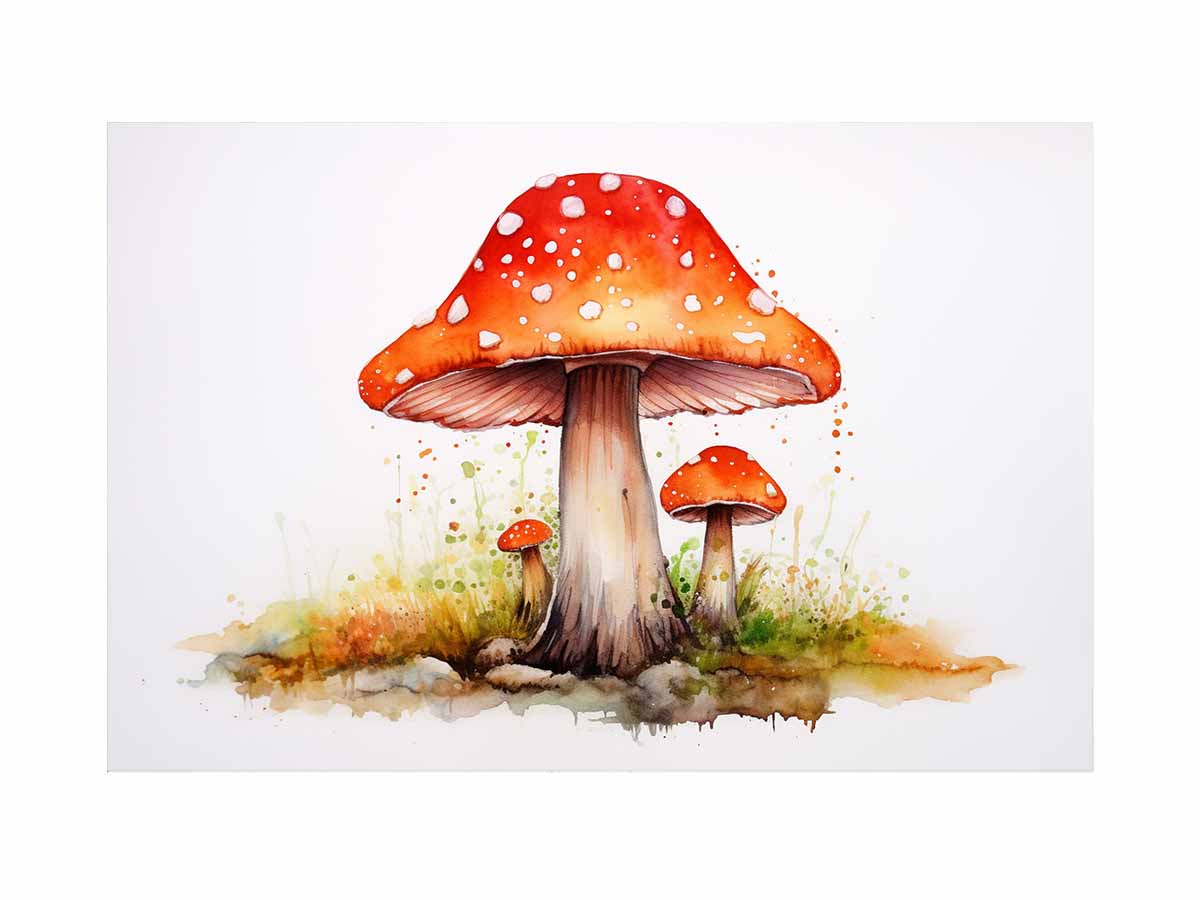 Fairy Ring minimal botanical watercolor canvas art for nursery or cheerful bedroom decor.