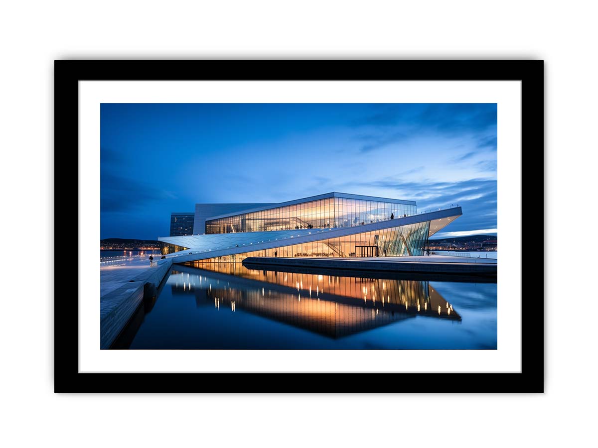Nordic Reflection architecture photography canvas art for modern office or living room decor.