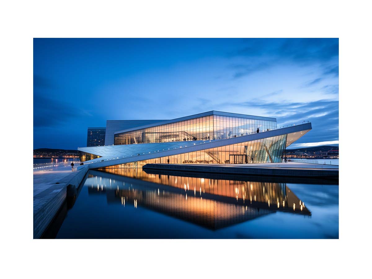 Nordic Reflection architecture photography canvas art for modern office or living room decor.