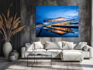 Nordic Reflection architecture photography canvas art for modern office or living room decor.