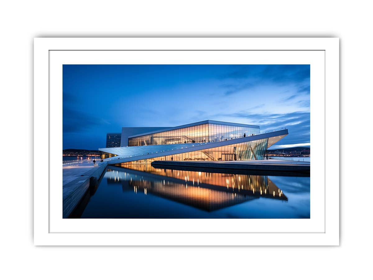 Nordic Reflection architecture photography canvas art for modern office or living room decor.