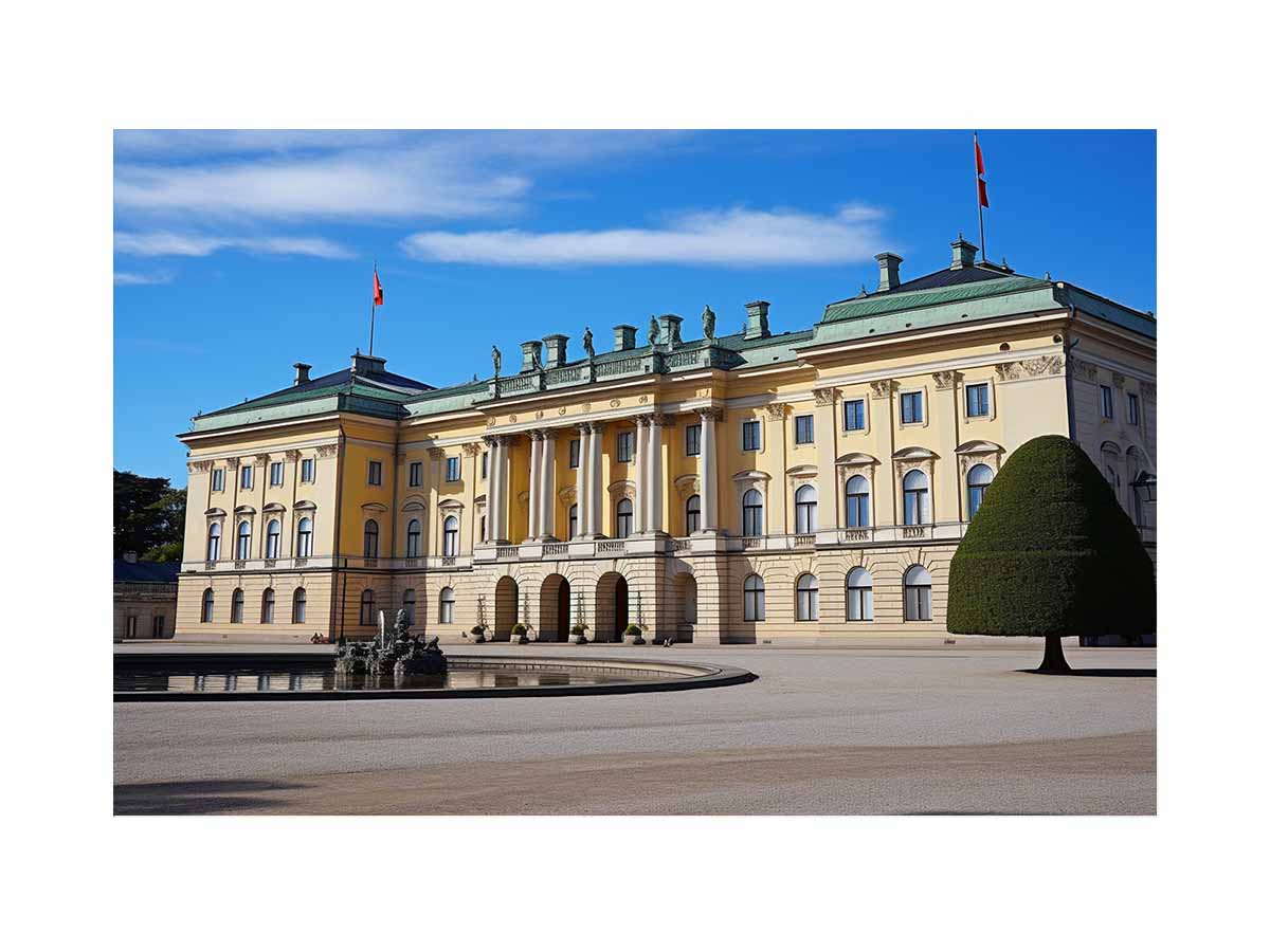 Royal Oslo architectural photography canvas art for office or traditional living room decor.