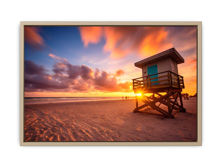 Florida Beach Sunset Panitng framed Print