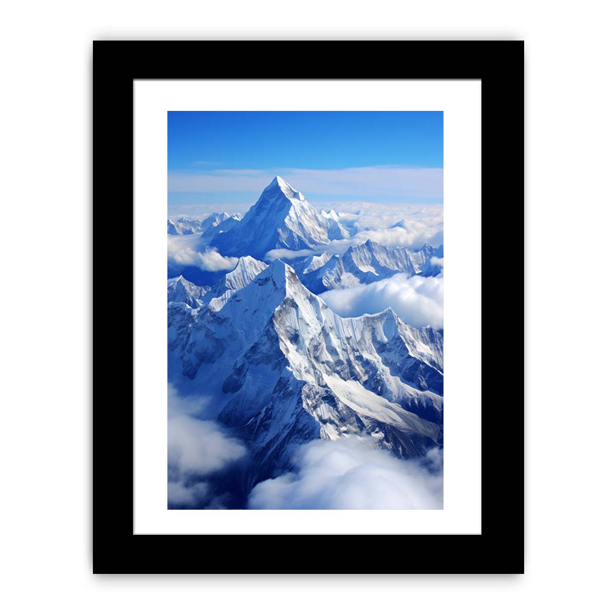 Snow mountain canvas art with blue sky for modern living room decor.