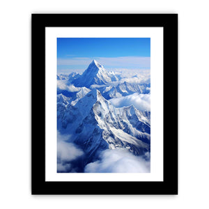 Snow mountain canvas art with blue sky for modern living room decor.
