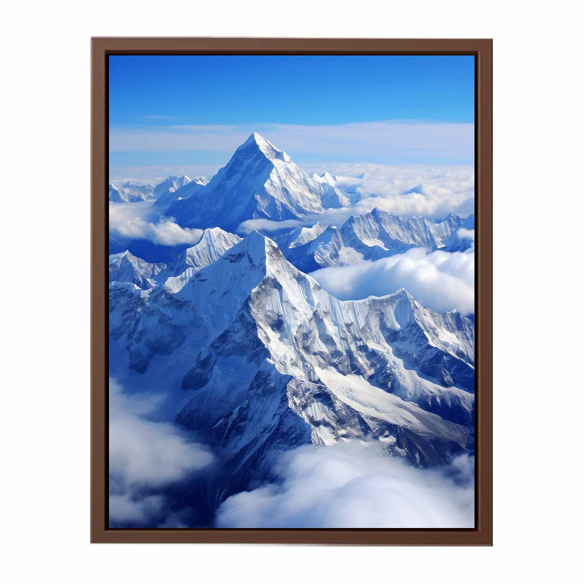 Snow mountain canvas art with blue sky for modern living room decor.