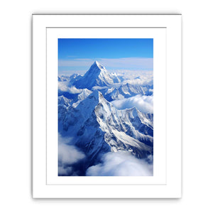 Snow mountain canvas art with blue sky for modern living room decor.