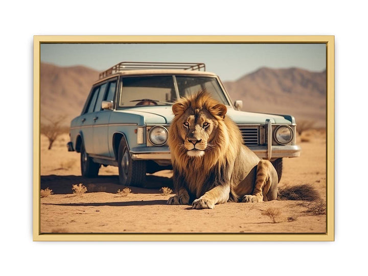 Vinatge Lion Art framed Print