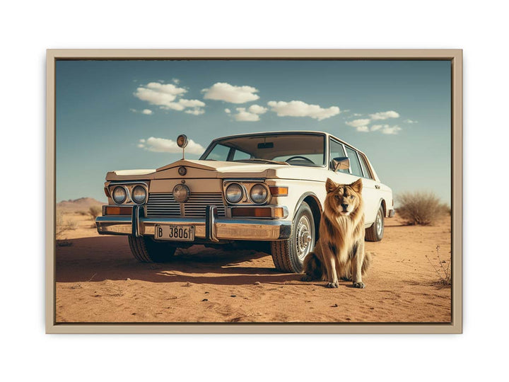 Desert Lion framed Print