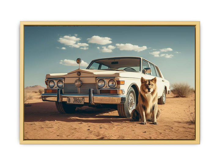 Desert Lion framed Print