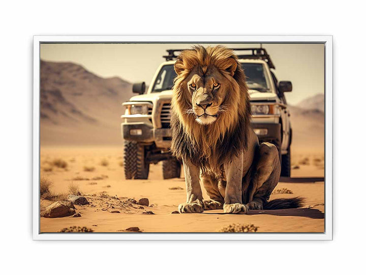 Big Lion In Desert Art  Painting