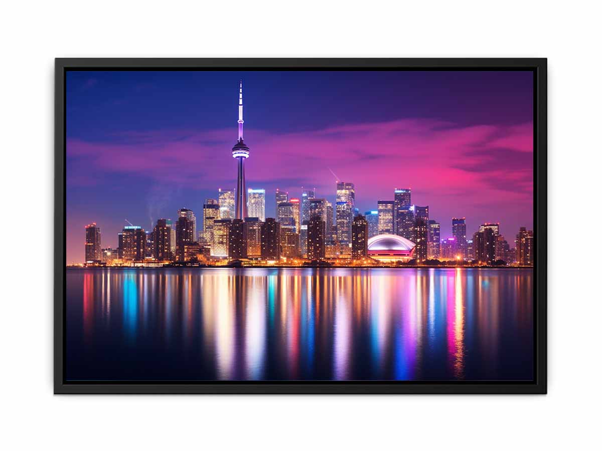 Violet City Lights Toronto skyline at twilight for modern home decor.