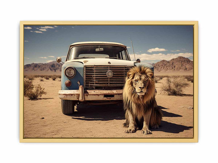 Desert Lion Artwork framed Print