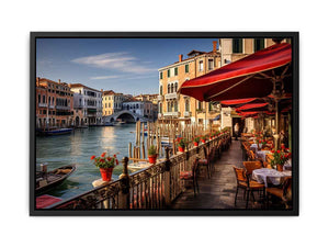 Venetian Café Light sunlit Venice canal café for modern home decor.