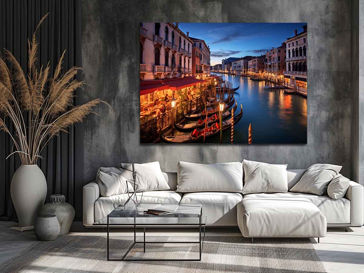 Venice Blue Hour Venice canal at blue hour for modern home decor.