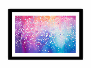 Colorful abstract sparkle canvas art for cheerful modern living room decor.