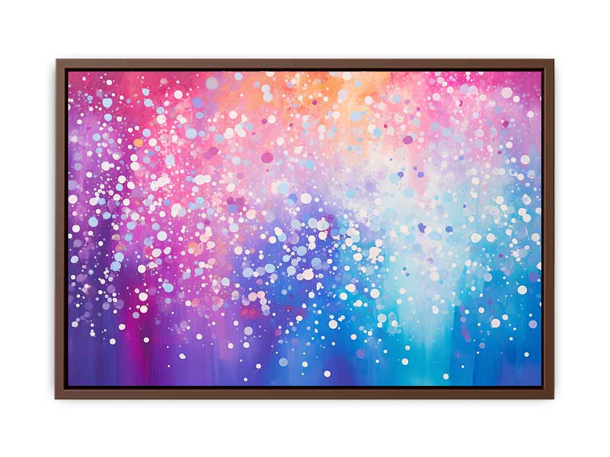Colorful abstract sparkle canvas art for cheerful modern living room decor.
