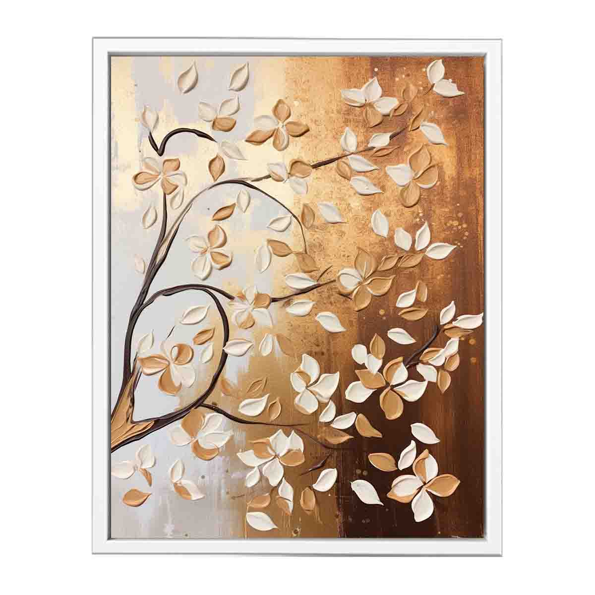 Neutral blossom branch canvas art for elegant bedroom and entryway decor.