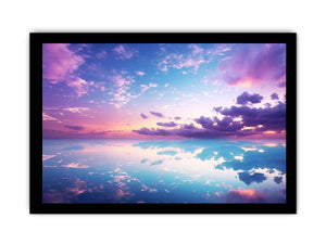 Pastel sky reflection canvas art for serene bedroom and coastal decor.