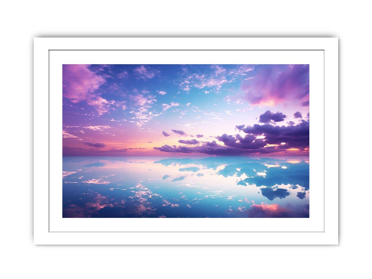 Pastel sky reflection canvas art for serene bedroom and coastal decor.