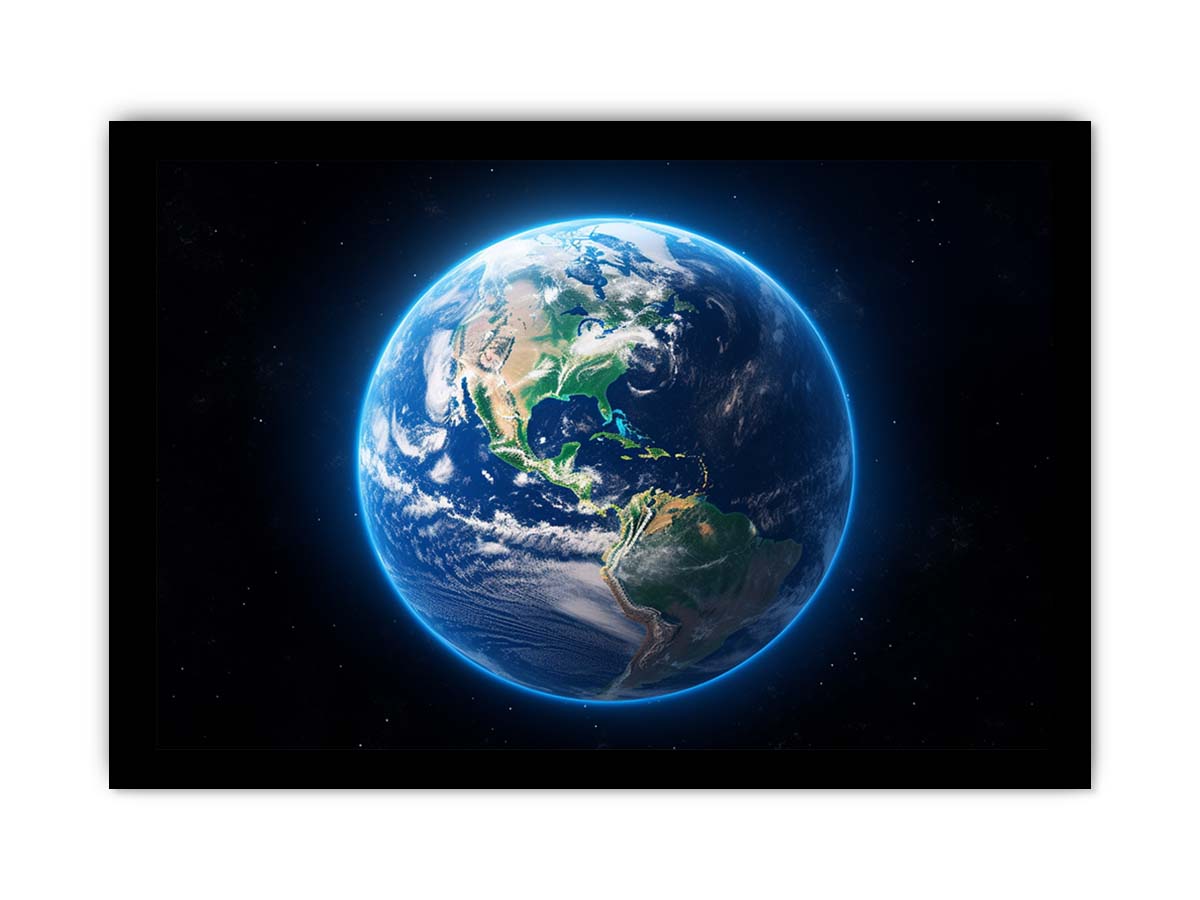 Earth from space canvas print for modern office or kids room decor.