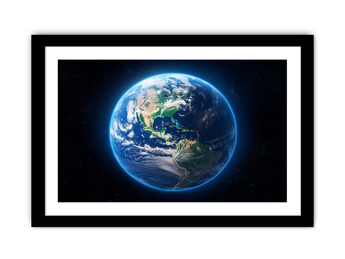 Earth from space canvas print for modern office or kids room decor.