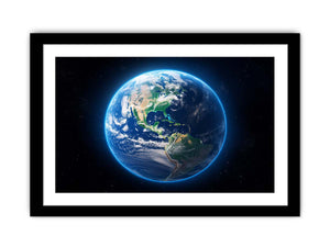 Earth from space canvas print for modern office or kids room decor.