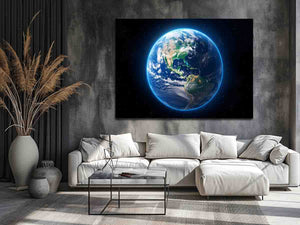 Earth from space canvas print for modern office or kids room decor.