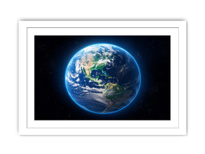 Earth from space canvas print for modern office or kids room decor.