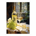 White wine bottle and grapes canvas art for dining room decor.