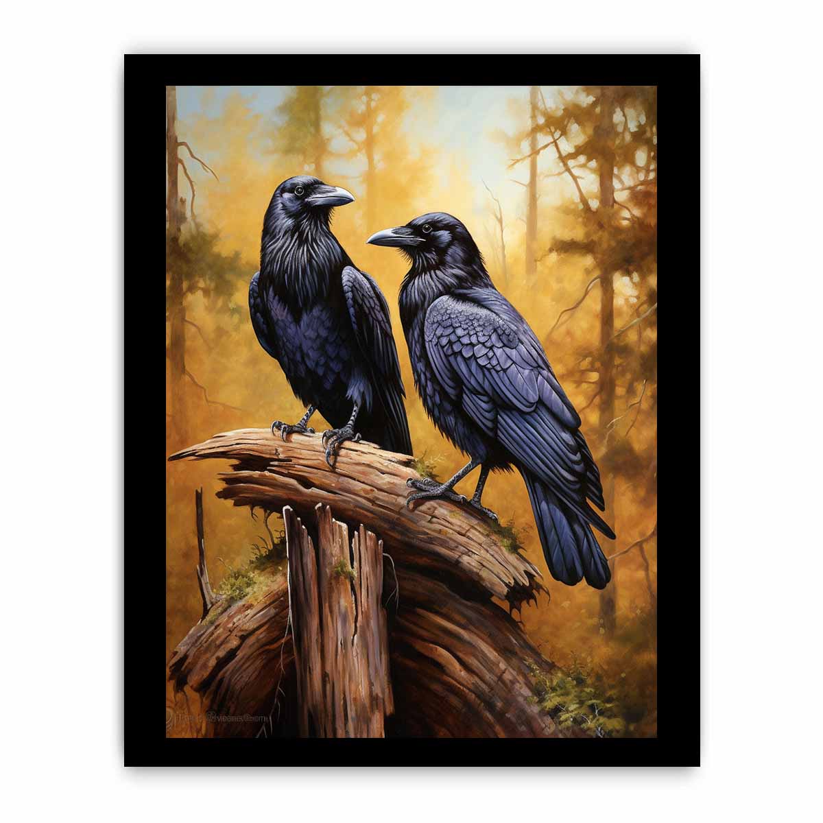 Two ravens forest canvas art canvas art for office decor.
