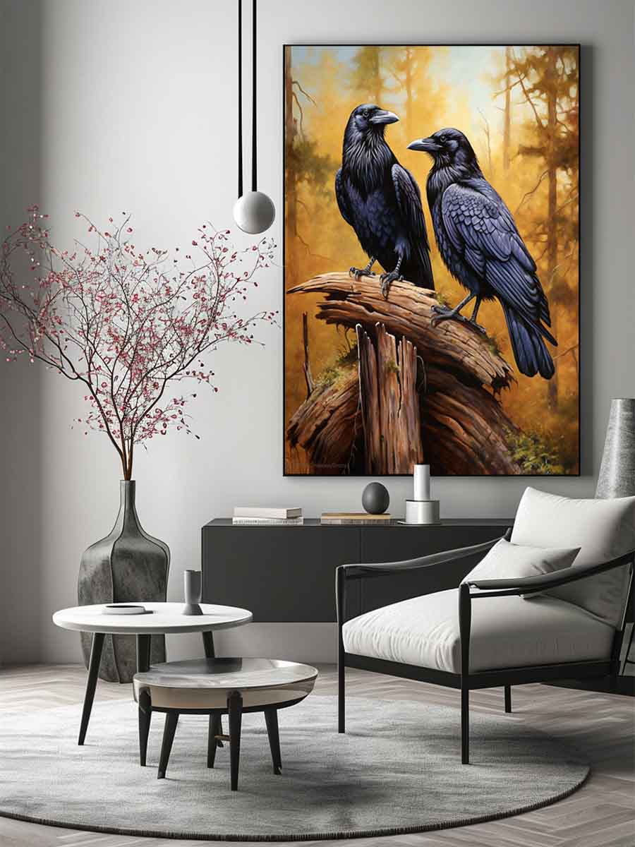 Two ravens forest canvas art canvas art for office decor.