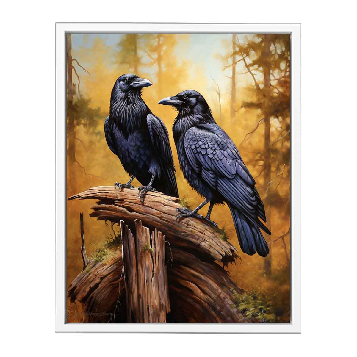 Two ravens forest canvas art canvas art for office decor.