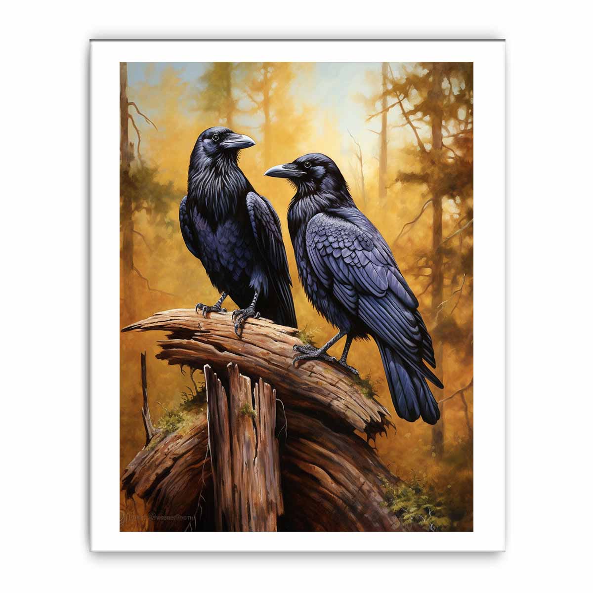 Two ravens forest canvas art canvas art for office decor.