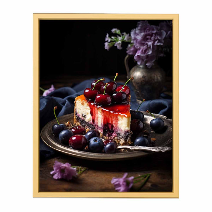 Summer Fruit Cheesecake framed Print