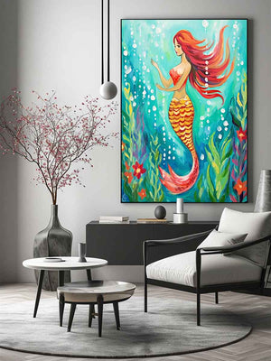 Underwater Mermaid Painting Art Print